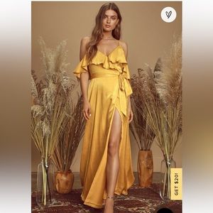 Lulu's Mariah Satin Wrap Maxi Dress